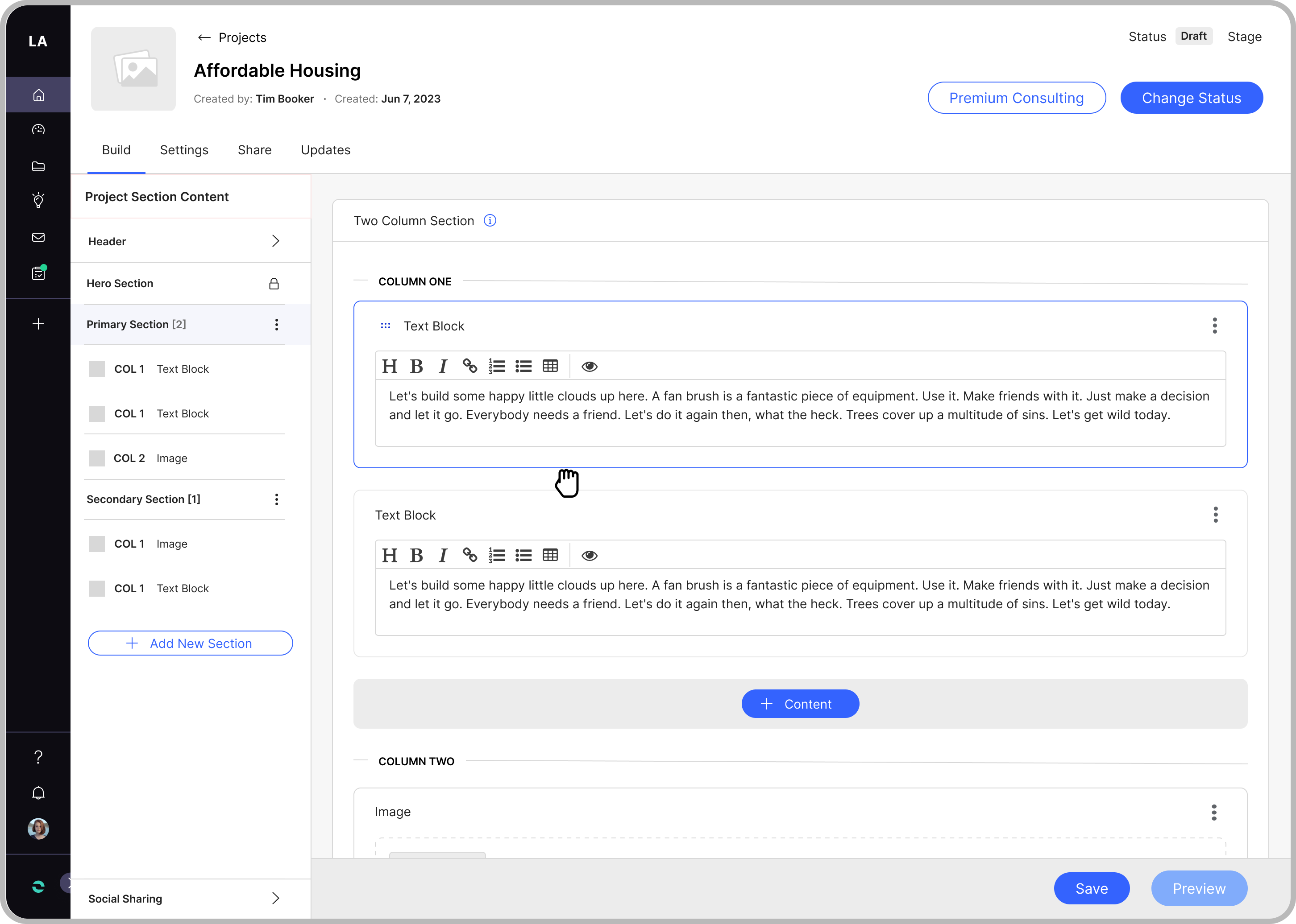 Arrange Content (Page only)